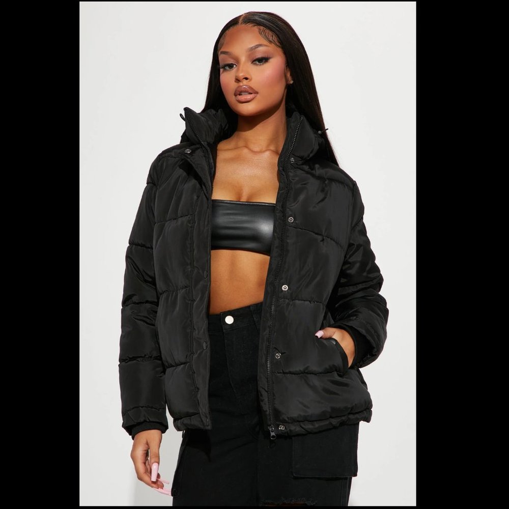 Fashion Nova - Speak My Mind Puffer Jacket - Black - XSmall